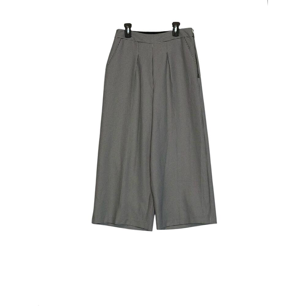 Primark houndstooth wide leg high waist pleated  cropped pants size 4